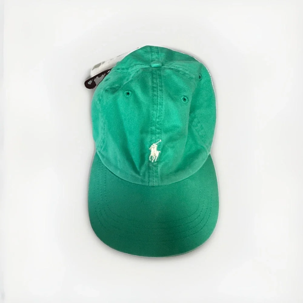 Vintage 80s Polo Ralph Lauren Green Strap Back Hat Cap 100% Cotton